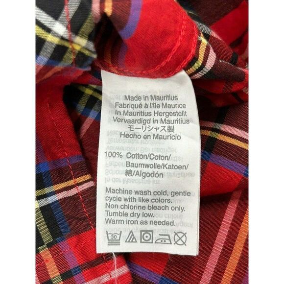 Crewcuts J Crew Everyday Boys Button-Up Shirt Red Black Blue Flannel Kids Sz 4/5 - Picture 4 of 8